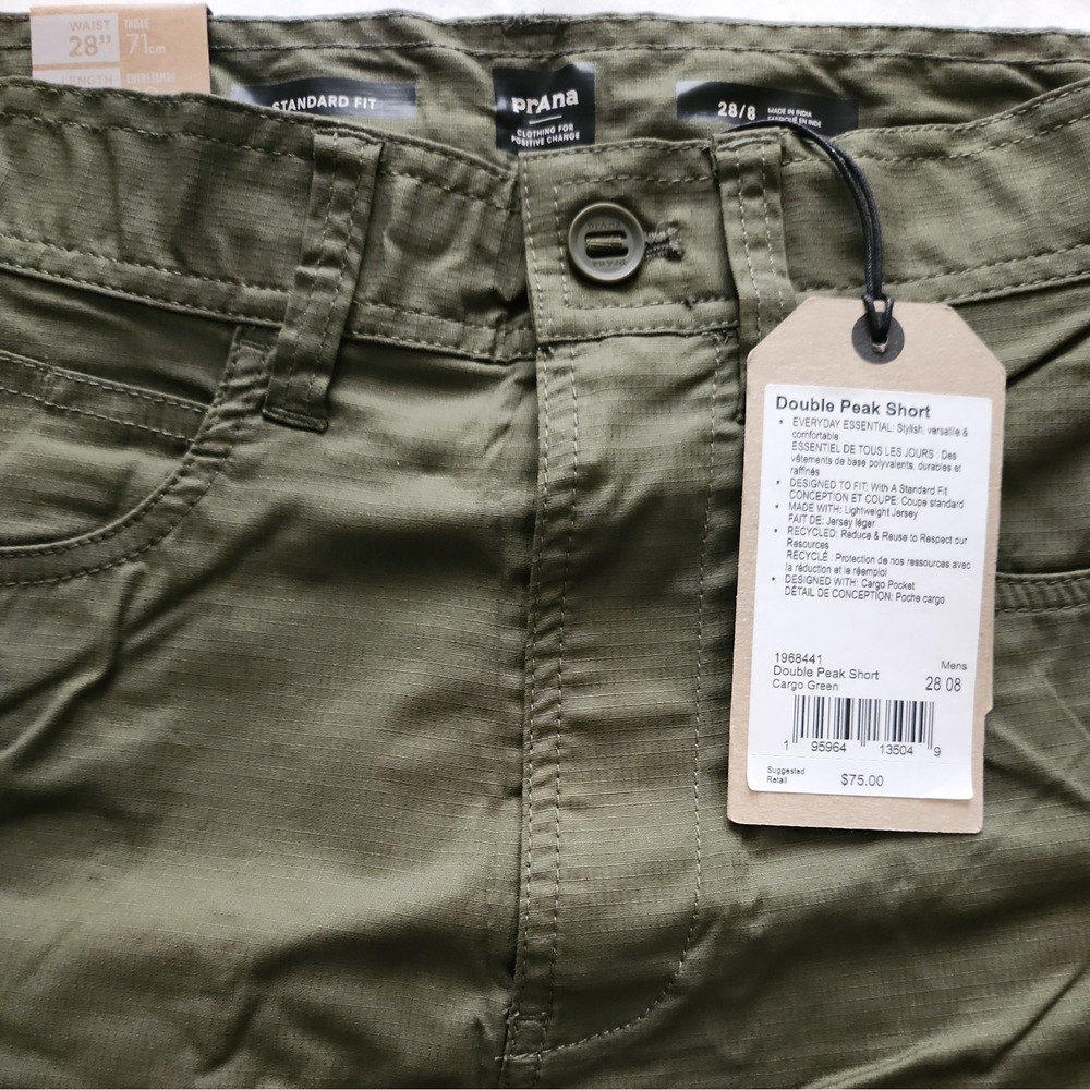 prAna Double‎ Peak  Shorts Mens 28  8" Inseam Green NWT